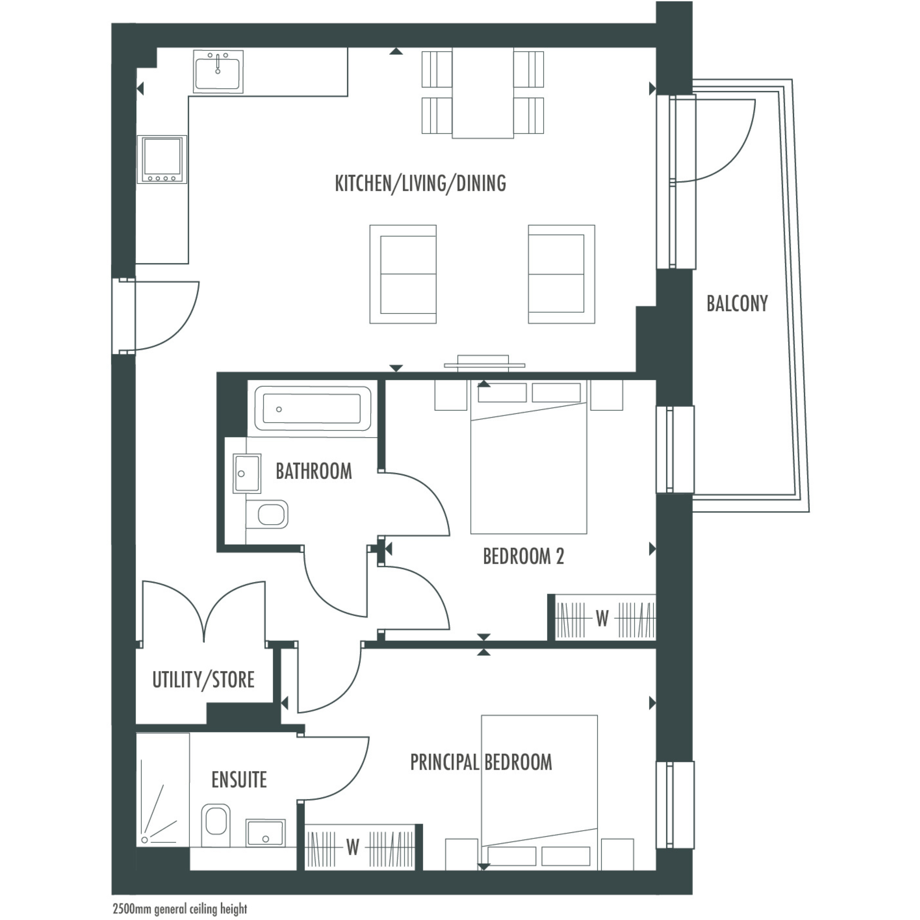 Floorplan for Plot UG.16 at West Hampstead Central